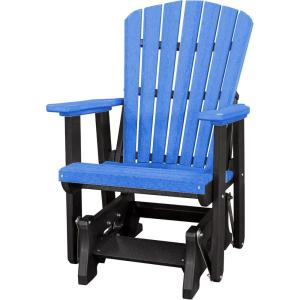 imageDutchCrafters Slat Fan Back Poly Adirondack Glider Outdoor Patio Chair Black ampamp CedarBlack  Blue