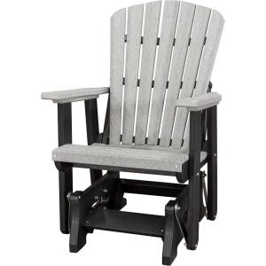 imageDutchCrafters Slat Fan Back Poly Adirondack Glider Outdoor Patio Chair Black ampamp CedarBlack  Light Gray
