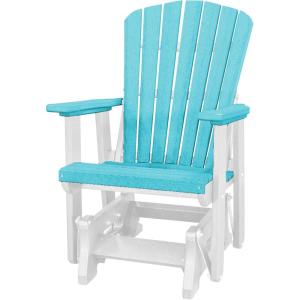 imageDutchCrafters Slat Fan Back Poly Adirondack Glider Outdoor Patio Chair Black ampamp CedarWhite  Aruba Blue