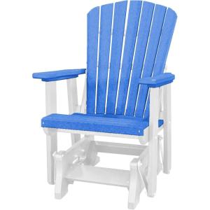 imageDutchCrafters Slat Fan Back Poly Adirondack Glider Outdoor Patio Chair Black ampamp CedarWhite  Blue