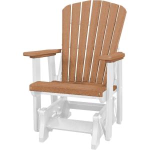imageDutchCrafters Slat Fan Back Poly Adirondack Glider Outdoor Patio Chair Black ampamp CedarWhite  Cedar