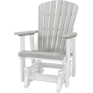 imageDutchCrafters Slat Fan Back Poly Adirondack Glider Outdoor Patio Chair Black ampamp CedarWhite  Light Gray