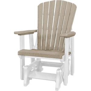 imageDutchCrafters Slat Fan Back Poly Adirondack Glider Outdoor Patio Chair Black ampamp CedarWhite  Weatherwood