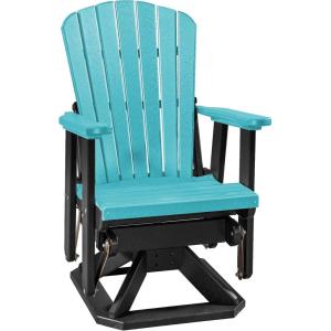 imageDutchCrafters Slat Fan Back Poly Adirondack Swivel Glider Outdoor Patio Chair Tudor Brown ampamp WeatherwoodBlack  Aruba Blue