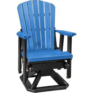 imageDutchCrafters Slat Fan Back Poly Adirondack Swivel Glider Outdoor Patio Chair Tudor Brown ampamp WeatherwoodBlack  Blue