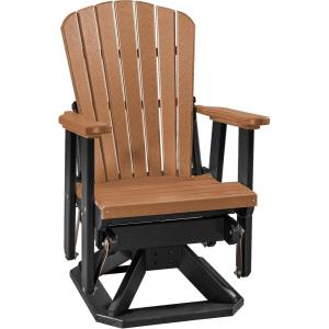 imageDutchCrafters Slat Fan Back Poly Adirondack Swivel Glider Outdoor Patio Chair Tudor Brown ampamp WeatherwoodBlack  Cedar