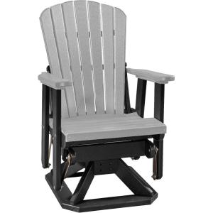 imageDutchCrafters Slat Fan Back Poly Adirondack Swivel Glider Outdoor Patio Chair Tudor Brown ampamp WeatherwoodBlack  Light Gray