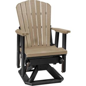 imageDutchCrafters Slat Fan Back Poly Adirondack Swivel Glider Outdoor Patio Chair Tudor Brown ampamp WeatherwoodBlack  Weatherwood