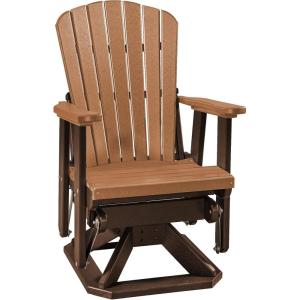 imageDutchCrafters Slat Fan Back Poly Adirondack Swivel Glider Outdoor Patio Chair Tudor Brown ampamp WeatherwoodTudor Brown  Cedar