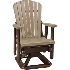 imageDutchCrafters Slat Fan Back Poly Adirondack Swivel Glider Outdoor Patio Chair Tudor Brown ampamp WeatherwoodTudor Brown  Weatherwood