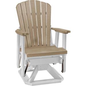 imageDutchCrafters Slat Fan Back Poly Adirondack Swivel Glider Outdoor Patio Chair Tudor Brown ampamp WeatherwoodWhite  Weatherwood