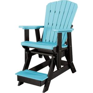 imageDutchCrafters Slat Fan Back Poly Balcony Adirondack Glider with Footrest Outdoor Patio Chair White ampamp Light GrayBlack  Aruba Blue