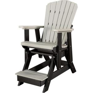 imageDutchCrafters Slat Fan Back Poly Balcony Adirondack Glider with Footrest Outdoor Patio Chair White ampamp Light GrayBlack  Light Gray