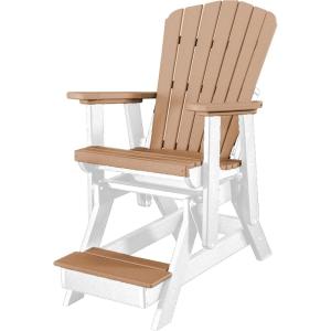 imageDutchCrafters Slat Fan Back Poly Balcony Adirondack Glider with Footrest Outdoor Patio Chair White ampamp Light GrayWhite  Cedar