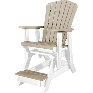imageDutchCrafters Slat Fan Back Poly Balcony Adirondack Glider with Footrest Outdoor Patio Chair White ampamp Light GrayWhite  Weatherwood