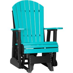 imageLuxCraft 2 Adirondack Glider Chair  Available in 20 ColorsAruba Blue and BlackAruba Blue  Black