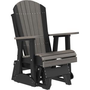 imageLuxCraft 2 Adirondack Glider Chair  Available in 20 ColorsAruba Blue and BlackCoastal Gray  Black