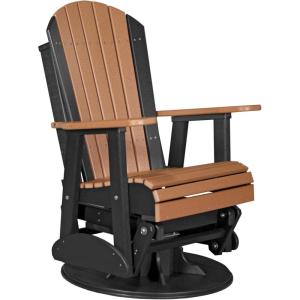imageLuxCraft 2 Adirondack Outdoor Swivel Glider Chair Patio Gliding Rocker Swiveling Glider Rocking Chair for Outside Antique Mahogany ampamp BlackCedar  Black