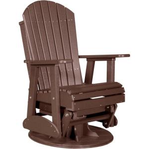 imageLuxCraft 2 Adirondack Outdoor Swivel Glider Chair Patio Gliding Rocker Swiveling Glider Rocking Chair for Outside Antique Mahogany ampamp BlackChestnut Brown