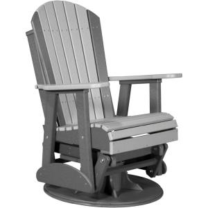 imageLuxCraft 2 Adirondack Outdoor Swivel Glider Chair Patio Gliding Rocker Swiveling Glider Rocking Chair for Outside Antique Mahogany ampamp BlackDove Gray  Slate