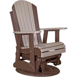 imageLuxCraft 2 Adirondack Outdoor Swivel Glider Chair Patio Gliding Rocker Swiveling Glider Rocking Chair for Outside Antique Mahogany ampamp BlackWeatherwood  Chestnut Brown