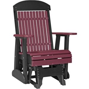 imageLuxCraft 2 Classic Outdoor Glider Rocking Chair for Adults HDPE AllWeather Poly Patio Glider with UV Stabilized Color Stainless Steel Hardware  Amish Made in USA Cherrywood ampamp BlackCherrywood  Black