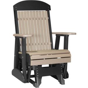 imageLuxCraft 2 Classic Outdoor Glider Rocking Chair for Adults HDPE AllWeather Poly Patio Glider with UV Stabilized Color Stainless Steel Hardware  Amish Made in USA Cherrywood ampamp BlackWeatherwood  Black