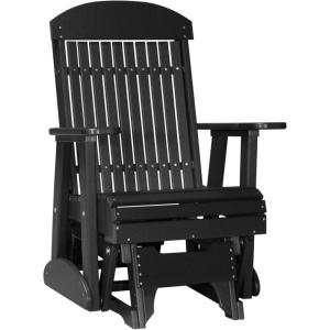 imageLuxCraft 2 Classic Outdoor Glider Rocking Chair for Adults HDPE AllWeather Poly Patio Glider with UV Stabilized Color Stainless Steel Hardware  Amish Made in USA Cherrywood ampamp BlackBlack