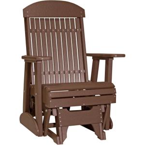 imageLuxCraft 2 Classic Outdoor Glider Rocking Chair for Adults HDPE AllWeather Poly Patio Glider with UV Stabilized Color Stainless Steel Hardware  Amish Made in USA Cherrywood ampamp BlackChestnut Brown