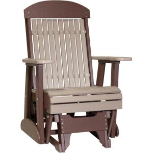 imageLuxCraft 2 Classic Outdoor Glider Rocking Chair for Adults HDPE AllWeather Poly Patio Glider with UV Stabilized Color Stainless Steel Hardware  Amish Made in USA Cherrywood ampamp BlackWeatherwood  Chestnut Brown