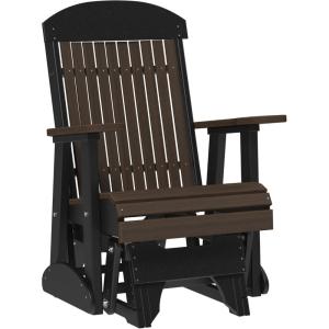 imageLuxCraft 2 Classic Outdoor Glider Rocking Chair for Adults HDPE AllWeather Poly Patio Glider with UV Stabilized Color Stainless Steel Hardware  Amish Made in USA Cherrywood ampamp BlackBrazilian Walnut  Black