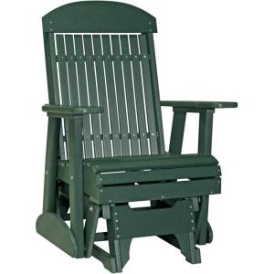 imageLuxCraft 2 Classic Outdoor Glider Rocking Chair for Adults HDPE AllWeather Poly Patio Glider with UV Stabilized Color Stainless Steel Hardware  Amish Made in USA Cherrywood ampamp BlackGreen