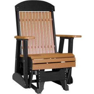 imageLuxCraft 2 Classic Outdoor Glider Rocking Chair for Adults HDPE AllWeather Poly Patio Glider with UV Stabilized Color Stainless Steel Hardware  Amish Made in USA Cherrywood ampamp BlackCedar  Black