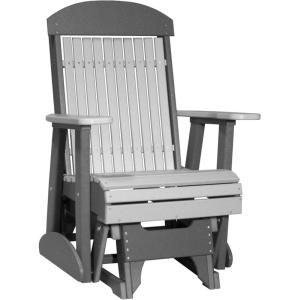 imageLuxCraft 2 Classic Outdoor Glider Rocking Chair for Adults HDPE AllWeather Poly Patio Glider with UV Stabilized Color Stainless Steel Hardware  Amish Made in USA Cherrywood ampamp BlackDove Gray  Slate