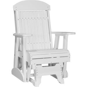 imageLuxCraft 2 Classic Outdoor Glider Rocking Chair for Adults HDPE AllWeather Poly Patio Glider with UV Stabilized Color Stainless Steel Hardware  Amish Made in USA Cherrywood ampamp BlackWhite