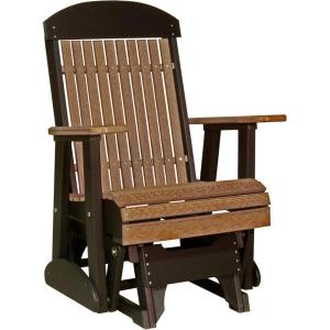 imageLuxCraft 2 Classic Outdoor Glider Rocking Chair for Adults HDPE AllWeather Poly Patio Glider with UV Stabilized Color Stainless Steel Hardware  Amish Made in USA Cherrywood ampamp BlackAntique Mahogany  Black