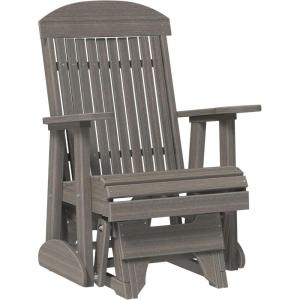 imageLuxCraft 2 Classic Outdoor Glider Rocking Chair for Adults HDPE AllWeather Poly Patio Glider with UV Stabilized Color Stainless Steel Hardware  Amish Made in USA Cherrywood ampamp BlackCoastal Gray