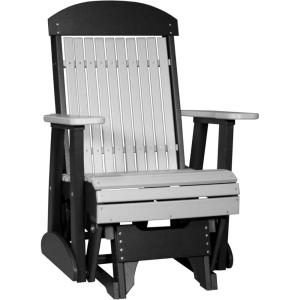 imageLuxCraft 2 Classic Outdoor Glider Rocking Chair for Adults HDPE AllWeather Poly Patio Glider with UV Stabilized Color Stainless Steel Hardware  Amish Made in USA Cherrywood ampamp BlackDove Gray  Black