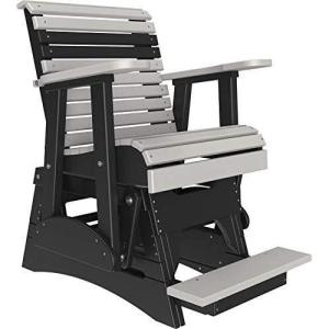 imageLuxCraft 2 Plain Poly Rollback Balcony Glider with Builtin Footrest Cedar ampamp BlackDove Gray  Black