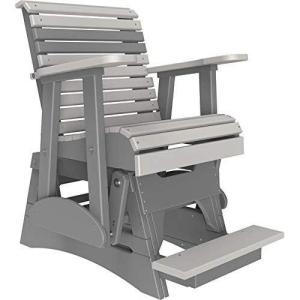 imageLuxCraft 2 Plain Poly Rollback Balcony Glider with Builtin Footrest Cedar ampamp BlackDove Gray  Slate