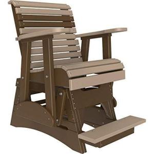 imageLuxCraft 2 Plain Poly Rollback Balcony Glider with Builtin Footrest Cedar ampamp BlackWeatherwood  Chestnut Brown