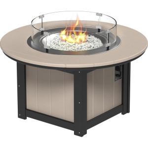 imageLuxCraft 46quot Lumin Round Gas Propane Fire Pit Table for Outdoor Patio with Tempered Glass Wind Guard and Stainless Steel Burner Cover  Amish Made in USA Coastal Gray ampamp BlackWeatherwood  Black