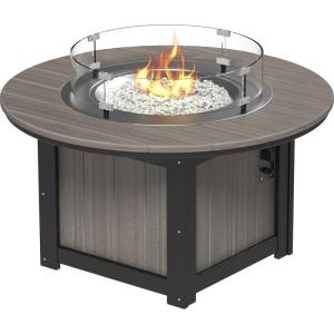imageLuxCraft 46quot Lumin Round Gas Propane Fire Pit Table for Outdoor Patio with Tempered Glass Wind Guard and Stainless Steel Burner Cover  Amish Made in USA Coastal Gray ampamp BlackCoastal Gray  Black