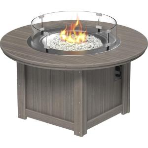 imageLuxCraft 46quot Lumin Round Gas Propane Fire Pit Table for Outdoor Patio with Tempered Glass Wind Guard and Stainless Steel Burner Cover  Amish Made in USA Coastal Gray ampamp BlackCoastal Gray