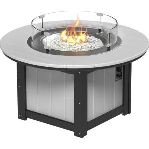 imageLuxCraft 46quot Lumin Round Gas Propane Fire Pit Table for Outdoor Patio with Tempered Glass Wind Guard and Stainless Steel Burner Cover  Amish Made in USA Coastal Gray ampamp BlackDove Gray  Black
