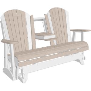 imageLuxCraft 5 Adirondack Double Glider Bench 2 Person Outdoor Glider Chair Outdoor Gliding Loveseat Coastal Gray ampamp BlackPremium  Birch on White