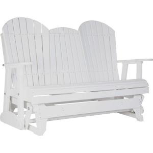 imageLuxCraft 5 Adirondack Double Glider Bench 2 Person Outdoor Glider Chair Outdoor Gliding Loveseat Coastal Gray ampamp BlackWhite