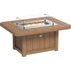 imageLuxCraft 51quot Lumin Rectangular Gas Propane Fire Pit Table for Outdoor Patio with Tempered Glass Wind Guard and Stainless Steel Burner Cover  Amish Made in USA BlackAntique Mahogany