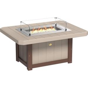 imageLuxCraft 51quot Lumin Rectangular Gas Propane Fire Pit Table for Outdoor Patio with Tempered Glass Wind Guard and Stainless Steel Burner Cover  Amish Made in USA BlackWeatherwood  Chestnut Brown