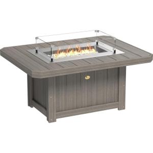 imageLuxCraft 51quot Lumin Rectangular Gas Propane Fire Pit Table for Outdoor Patio with Tempered Glass Wind Guard and Stainless Steel Burner Cover  Amish Made in USA BlackCoastal Gray